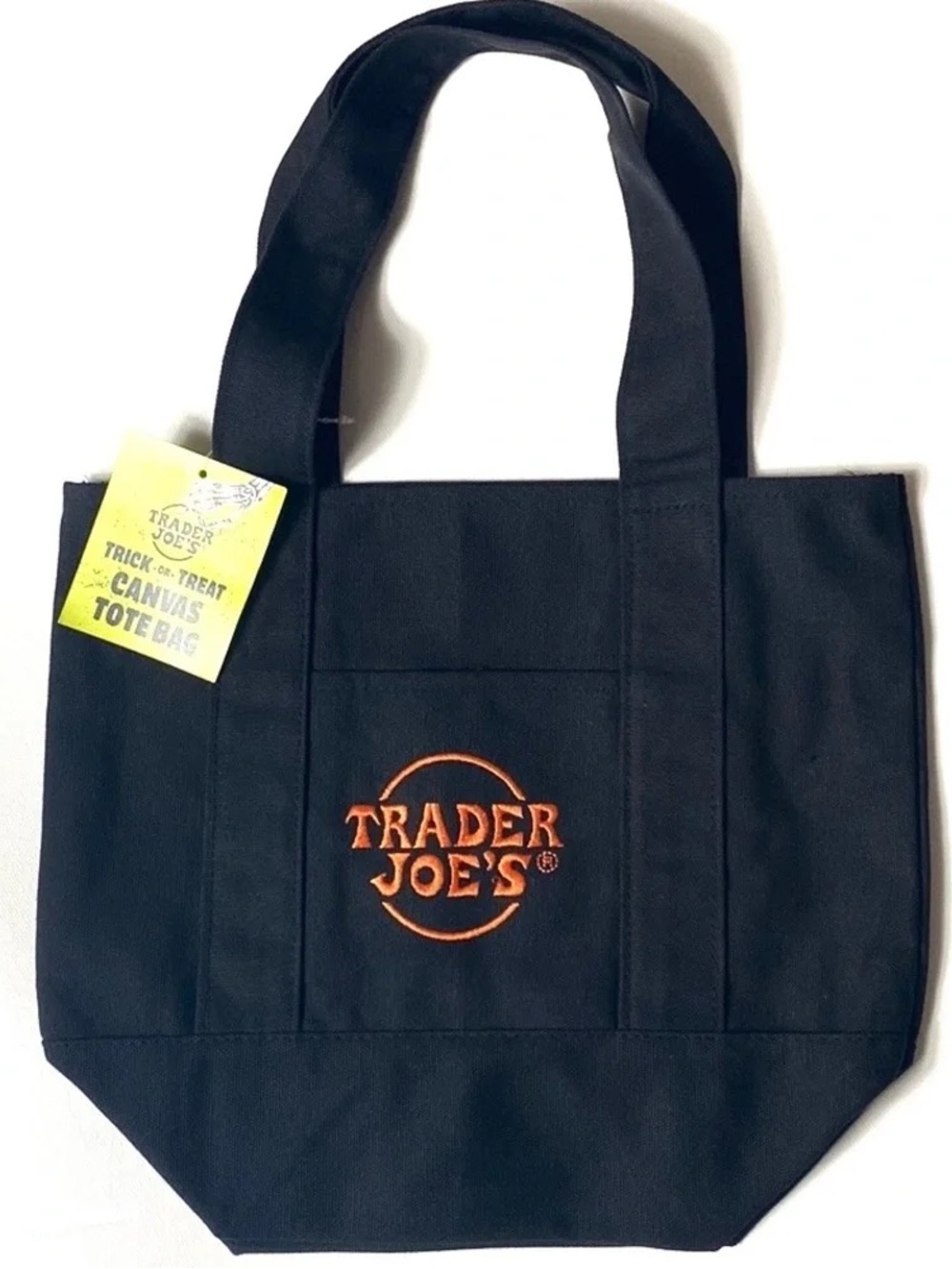 Trader Joe's Black Canvas Tote with Orange Logo
